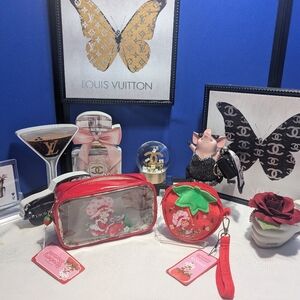 Strawberry Shortcake Bundle: Wristlet And Cosmetic Bag